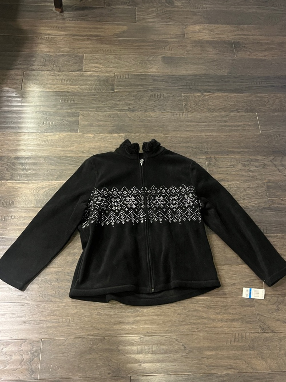 Karen Scott Fleece Snowflake Jacket black new Women’s Size XL